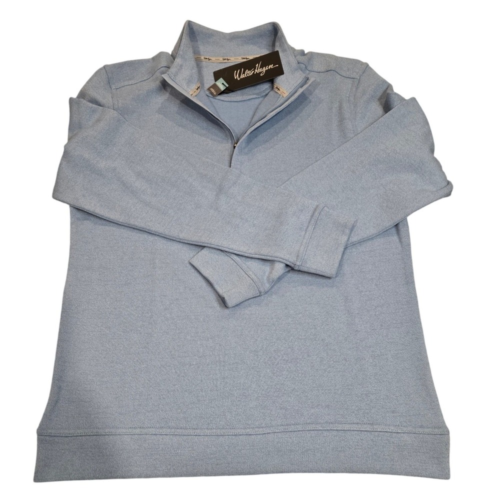 Walter Hagen Mens Midweight 1/4‎ Zip Pullover Daybreak Blue Heather MGA36120H S